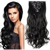 Elailite Extension Clip Capelli Neri Sintetici Mossi Lunghi 24 pollici 60cm Full Head Hair Extension 8 Ciocche