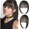 RPAEOY Frangia Clip Frangetta French Air Bangs Donna Extension Frangetta Finta Hair Clip Frontale Frangia Posticci per Capelli Fascia Unica Hair Bang Hairpiece Posticci con Tempie (Marrone Nero)
