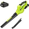 SnapFresh Soffiatore a Batteria Soffiatore Elettrico 20V Soffiatore per Foglie Parkside con Batteria e Caricabatterie 210 km/h 240m³/h / 2 Modalità / 1,2 kg per Foglie/Prato/Auto/Polvere (Verde)