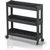 AKITAInk Carrello Salvaspazio Carrello portaoggetti, Ripiani mobili in plastica, salvaspazio, Organizzazione Perfetta per Cucina, Bagno, e Ufficio (NERO, 3 RIPIANI 46,5 x 14,5 x 48,3 cm)