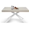 PAZZO DESIGN Tavolo Allungabile Flore, Gambe Incrociate Family Bianco, Made in Italy, Color Olmo Perla, 140 x 90 x 74 - Id_2267