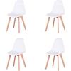 HJhomeheart Set di 4 sedie da pranzo, sedie da ufficio, gambe in legno massello di faggio, ideali per sala da pranzo, matrimoni, soggiorno, bar (bianco/4)
