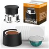 Triplot Vertuo, kit di capsule riutilizzabili Vertuo, 100 coperchi sigillanti in alluminio da 63 mm, sedile in silicone, dosatore per caffè, imbuto in acciaio inox per ricaricare cialde Nespresso