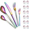 ReaNea Set di posate 60 pezzi Servizio per 12 persone con placcatura in titanio arcobaleno Include coltelli da tavola, cucchiai da tavola, forchette da tavola, cucchiaini da tè, forchette da dessert