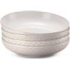 DOWAN Piatti Fondi Profondi, 1660 ml Ciotole per Pasta Grandi, Φ25.2 cm Insalatiera Larga e Profonda per Cucina, Piatto da Portata in Gres Goffrato per Frutta | Set di 4, Vintage Bianco