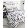DE CAMA Set con copripiumino trapuntato, motivo con renne, cuori e alberi di Natale, colore: grigio e bianco, Tessuto, Grey, white, Singolo
