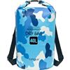 YUMQUA Borsa impermeabile 5, 10, 20, 30, 40 l per kayak, barca, pesca, rafting, campeggio, snowboard, nuoto, sport acquatici, Blu mimetico