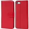 Verco custodia per Apple iPhone 6 / 6S, Case per iPhone 6S Cover PU Pelle Portafoglio Protettiva, Rosso