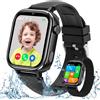 AKUMAKA 4G Smartwatch Bambini, Orologio Telefon Ragazza e Ragazzo con GPS, IP68 Impermeabile, SOS, Chat Vocale, Telefono, Videochiamate, Modalità Scuola, Sveglia, Contapassi, Album, Smart Watch Bambini Nero