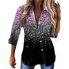 MJGkhiy Maglietta con Paillettes Donna Curvy Manica Lunga Tee Bluse Moda Tunica con Stampa Camicia da Festa Scollo a V Maglie Cerimonia Tops Taglie Forti Abbigliamento Offerte