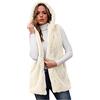 Generic Cappotto grigio da donna Faux-Fur' senza maniche di media lunghezza gilet con cappuccio giacca body outwear per le donne cappotto sottile per la primavera delle signore, bianco, L