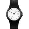 TONSHEN Donna Orologio Semplice Plastica Cassa e Gomma Cinturino Analogico Quarzo Impermeabile Orologi da Polso (Nero-Bianco)