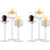 Nuptio Vetro Portacandele A Lume Candela 6 Pezzi Portacandele per Lumino e Candele Galleggianti, Alto Elegante Portacandele Colonna per Tavola Festa Nozze Centrotavola Natale Soggiorno Decorazioni