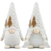 Godeufe Set di 2 Gnomi Natale Decorazioni Natalizie Gnomo Peluche Natalizio Home Decor per Casa Cucine - Bianco