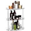 Sezanrpt Scaffale angolare in acrilico a 3 livelli, 24 x 24 x 40 cm, trasparente, per bagno, cucina, camera da letto, ufficio, studio