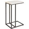 Aibiju Tavolino a Forma di C, Tavolino con Scivolo e Divano, Tavolino con Struttura in Acciaio per Soggiorno, Camera da Letto, Piccoli Spazi, Marmo Bianco e Struttura in Metallo Nero, YD-TM051B