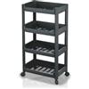 AKITAInk Carrello Salvaspazio Carrello portaoggetti, Ripiani mobili in plastica, salvaspazio, Organizzazione Perfetta per Cucina, Bagno, e Ufficio (NERO, 4 RIPIANI 35,5 x 22 x 67 cm)