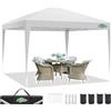 COBIZI 3x3 Gazebo Esterno Resistente, Gazebo 3x3 Pieghevole Impermeabile, Protezione UV 50 + Gazebo Giardino, Gazebo auto con 4 sacchi di sabbia, perspiaggia, Campeggio, Feste, Mercato(Bianco)