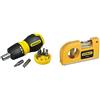 Stanley 0-66-358 Cacciavite Portainserti Magnetico, Set Di 6 Inserti, Nano Cricchetto & 0-42-130 Livella Tascabile
