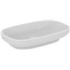 Ideal Standard - i.life B, Lavabo d'appogio rettangolare da 60cm senza foro troppopieno e rubinetteria, Bianco