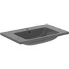 Ideal Standard - i.life B, Lavabo top da 80cm in ceramica con foro rubinetteria, Grigio lucido