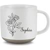 Amsgedhie Tazza da caffè in ceramica: Regali personalizzati - Tazze in ceramica moderne - Tazze con nomi e fiori di design - Regali ricordo per i migliori amici e partner (Bianco Grigio)