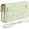 GAEKEAO Portafoglio Donna Grande, Portamonete Vegan in Pelle, Porta Tessere Blocco RFID, Portacarte di Credito, Porta Tessere, Borsellino Doppia Cerniera, Idee Regalo
