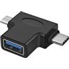 PremiumCord Adattatore USB 3.0 a USB-C + Micro USB B, Femmina a Maschio, USB 3.0 Tipo A, USB 3.1 Tipo C, Colore: Nero