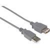PremiumCord Cavo di Prolunga USB 2.0 da 0,5m, Cavo Dati High Speed Fino a 480Mbit/s, Cavo di Ricarica, USB 2.0 Tipo a da Femmina A Maschio, 2X Schermato, Colore Grigio, Lunghezza 0,5m