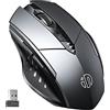 INPHIC Mouse Wireless, Mouse ergonomico Ricaricabile USB 2.4G Senza Fili per Computer Portatile con 6 Pulsanti, Livello della batteria visibile, 1600 DPI per Windows Mac Linux,Gray