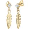 Elli Orecchini da Donna Piume con Cristalli Argento 925