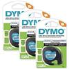 DYMO LT, nastro per etichettatrice LetraTag, stampa nera su etichette trasparenti, rotoli da 1,27 cm x 4,3 m, 3 pezzi