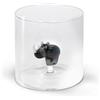 WD Lifestyle - Bicchiere in Vetro Borosilicato 250ml con Soggetto in Vetro Colorato Interno (Rinoceronte)