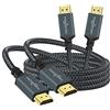 Twozoh Cavo HDMI 4K 0,3M 2 Pezzi, Nylon Intrecciato a HDMI Supporto 18Gbps 3D/4K a 60Hz/2160P/1080P