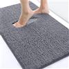 Homaxy Tappetino da bagno antiderapant,tappeto da bagno in morbida microfibra di ciniglia, tappetino da bagno assorbente, lavabile in lavatrice, 40 x 60 cm, grigio scuro