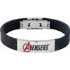 Marvel Bracciale Acciaio Inossidabile con Avengers per Bambine, Lunghezza 18 cm, in Pelle Nero