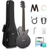 enya Chitarra Acustica Elettrica Set - Nero 3/4 Nova Go SP1 per Principianti, in Fibra di Carbonio con Smart AcousticPlus Pickup Cavo di Ricarica Audio, Borsa Gig per Bambini Adulti