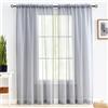 MYSTIC-HOME Tende Trasparenti Lunghe 84 Pollici, Tende Trasparenti con Tasca per Stelo, 2 Pannelli, 52 x84, trattamenti per finestre in Voile Semi Piegato per Cortile, Salotto, Grigio Argento
