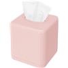 Livelab, custodia per scatola di fazzoletti con base, di plastica, quadrata, decorativa, moderna, dispenser di fazzoletti per bagno, piani da toeletta, comodini, scrivania. Rosa