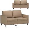 Generic Divano 2 Posti Ecopelle, Divanetto 2 Posti Cappuccino Marrone 120 cm, 140x77x80cm, Divani da Soggiorno con Braccioli e 2 Cuscini, per Soggiorno Camera da Letto Camera Degli, 359332