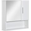 kleankin Specchio Bagno Contenitore con Mensole Regolabili, Specchiera Bagno con Contenitore a 2 Ante e Ripiano Aperto in Legno e Vetro, 54x15.2x55.3 cm, Bianco