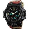 TONSHEN Uomo Digitale Sportivo Orologi da Polso Impermeabile LED Elettronico Allarme Cronometro Analogico Quarzo Doppio Tempo Orologio (Rosso Camo)