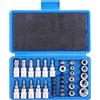 Faankiton 34 Pezzi Set di Chiavi a Bussola Torx, Chiavi Torx bit, Set di Bussole a Stella, 12 E4-E20 Set di Dadi, 11 T10-T60 Bussole, 10 T10-T55 Bit, 1 Adattatore