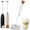 Aischens Frullino Montalatte Elettrico Portatile, Mini Frullatore e Miscelatore Elettrico Cappuccino, Mini Sbattitore per Uova, Montalatte Manuale per Latte Matcha Caffè Cioccolata Calda (Bianco-rosa)