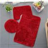 Homieco Tappeto per Bagno Tinta Unita, 3 pezzi Tappetino da Bagno Morbido e Assorbente Antiscivolo Lavabile Set di Tappeti e Coperchio per WC (Rosso)