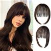 RPAEOY Frangia Clip Frangetta French Air Bangs Donna Extension Frangetta Finta Hair Clip Frontale Frangia Posticci per Capelli Fascia Unica Hair Bang Hairpiece Posticci con Tempie (Marrone Scuro)