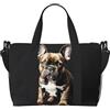 SDEGTHO Borsone da viaggio pieghevole con orecchie lunghe Bulldog francese, borsa da viaggio, borsa da weekender, per la notte, palestra, ospedale, borse per donne e uomini, nero, Taglia unica