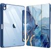 Fintie Custodia Rigida per iPad Air 11 M2 (2024), iPad Air 5a/4a generazione (2022/2020) Tablet da 11 pollici, Cover Posteriore Trasparente e Portapenne, Marmo Oceano