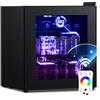 HCK Mini Frigo, Refrigeratore Bevande 48L, Frigorifero Piccolo con Illuminazione Moderna Cyberpunk, Mini frigorifero da 0 a 15°C, Porta a Vetro,per Sala Giochi, Festa, Nero