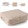 Goujfol Contenitori per Armadio Salvaspazio, Vestiti Silos di Immagazzinamento di Biancheria da Letto, Contenitori Sottoletto, Organizer Armadio per Coperta Vestiti (Beige, L)